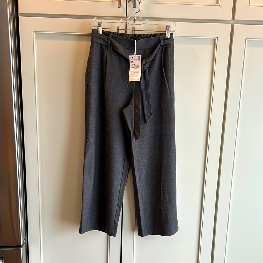 NWT Zara Gray Wide-Leg Trousers